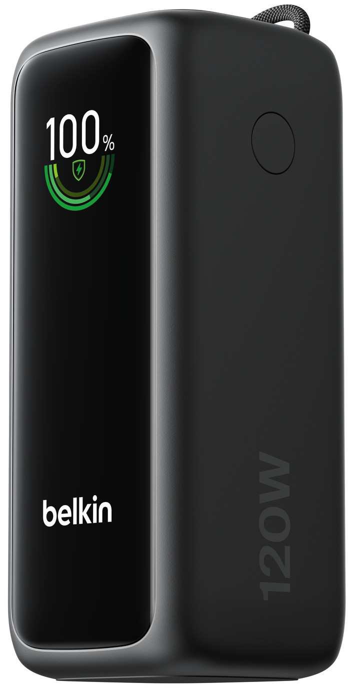 Belkin Powerbank 22.000 mAh mit Schnellladefunktion 120 Watt Schwarz linke seite