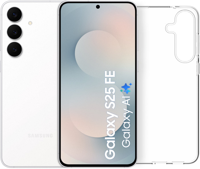 Samsung Galaxy S25 FE 128GB White 5G + BlueBuilt Back Cover Transparent Main Image