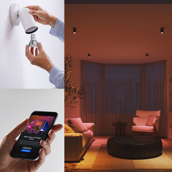 Philips Hue Essential White and Color GU10 3-pack product in use