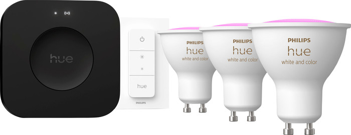 Philips Hue White & Color Starterset GU10 3er-Pack + Bridge Pro + Dimmer Main Image