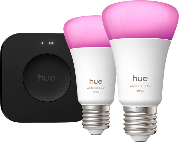 Philips Hue White & Color Starterset E27 1.100 lm Doppelpack + Bridge Pro Main Image