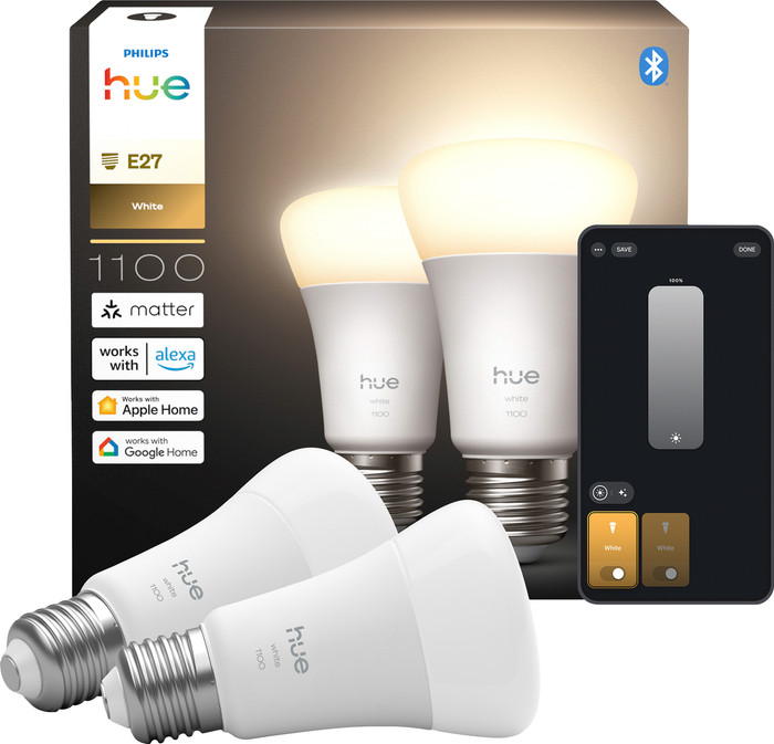 Philips Hue A60 White E27 1.100 lm Doppelpack Main Image