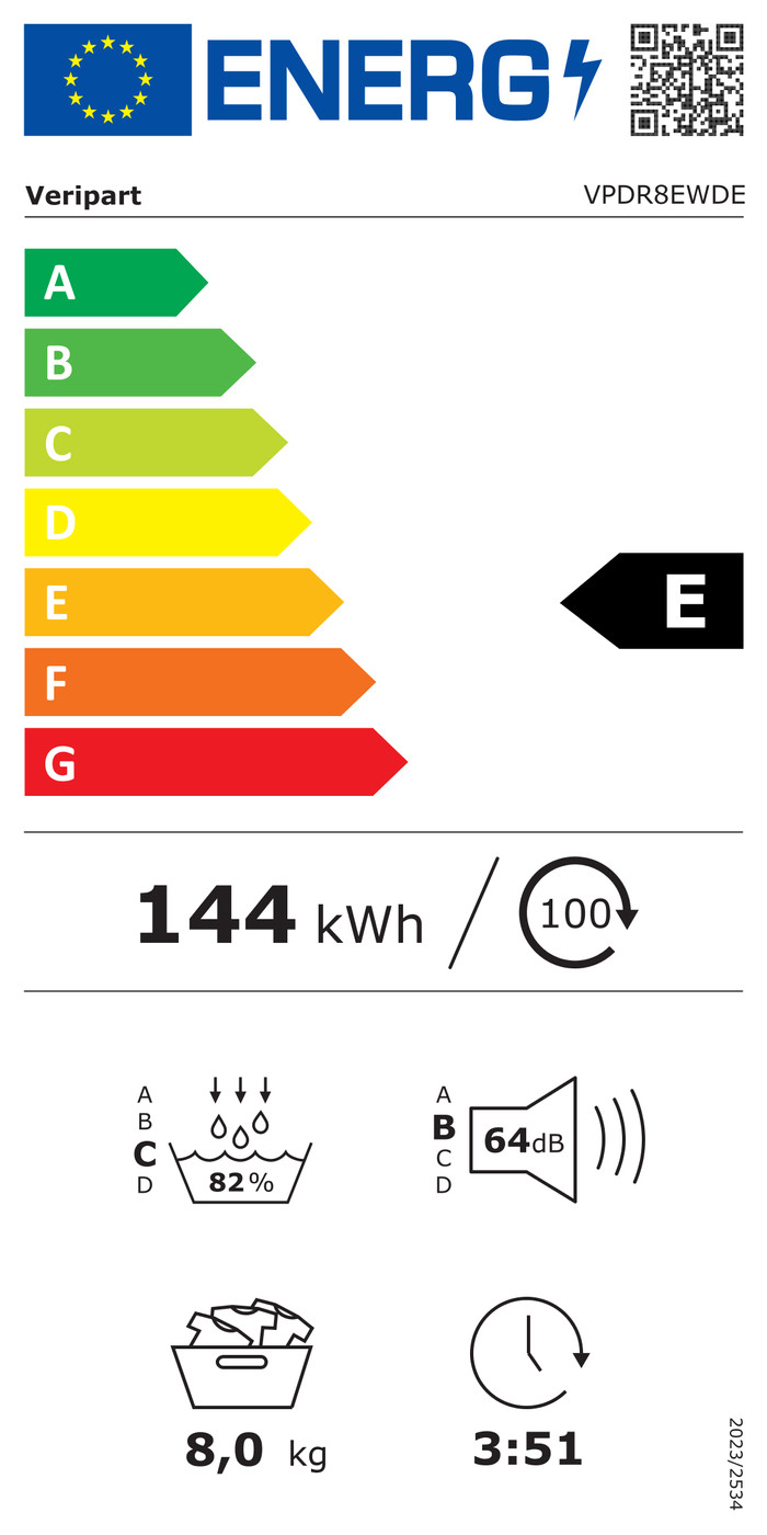 Veripart VPDR8EWDE energy label