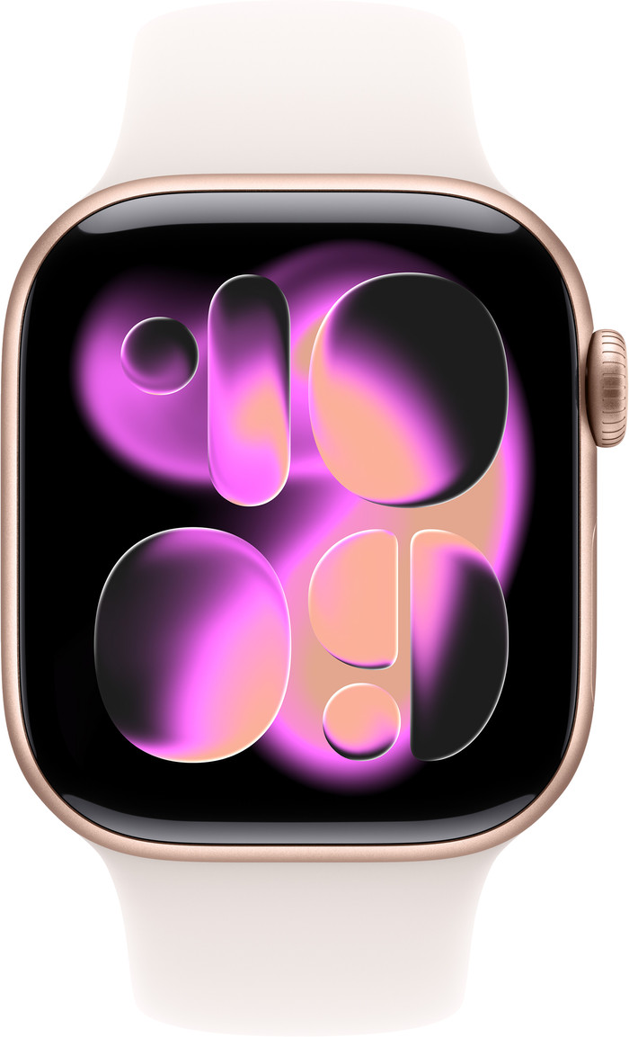 Apple Watch Series 11 42 mm Roségold Sportarmband M/L vorne