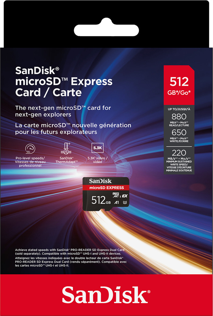 SanDisk microSD Express Card 512GB 650 MB/s verpackung