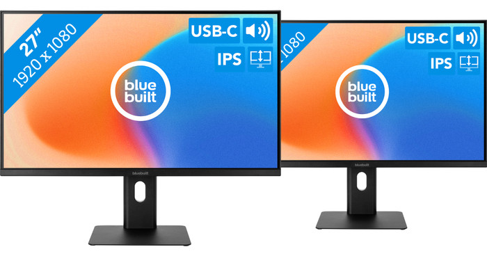 BlueBuilt 27-inch Full HD Monitor with USB-C Duo Pack Main Image