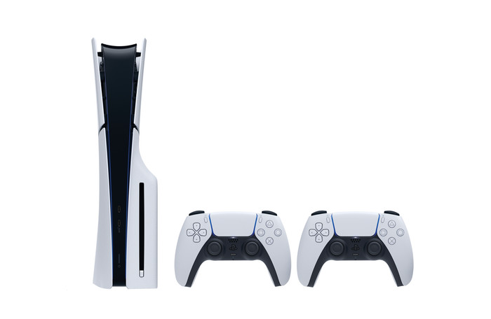 PlayStation 5 Slim mit Laufwerk + Schwarze Covers + Zusätzlicher Controller Weiß + Ladestation vorne