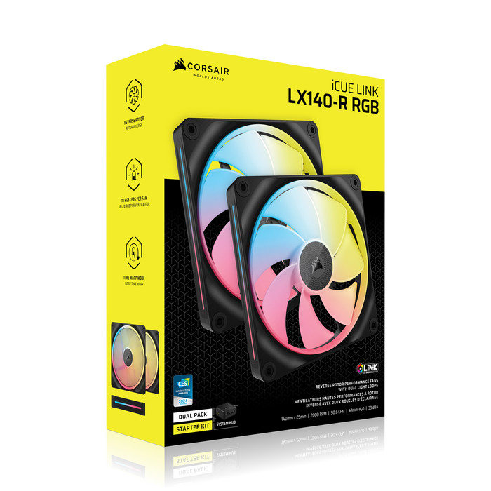 CORSAIR iCUE LINK LX140R RGB Reverse - Dual Fan Kit packaging