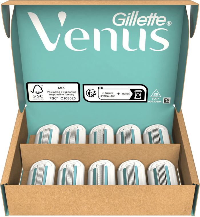 Gillette Venus Deluxe Smooth Sensitive Replacement Blades (10 units) packaging