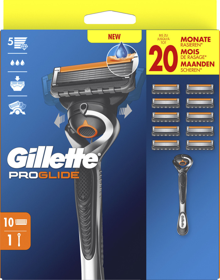 Gillette Proglide + 10 Replacement Blades packaging