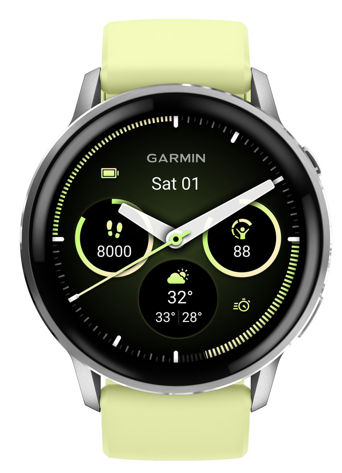 Garmin Venu 4 Silver/Yellow 45mm front