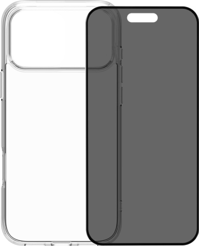 BlueBuilt Protective Back Cover iPhone 17 Pro Max Transparent + BlueBuilt iPhone 17 Pro Max Privacy Screen Protector Glass Main Image