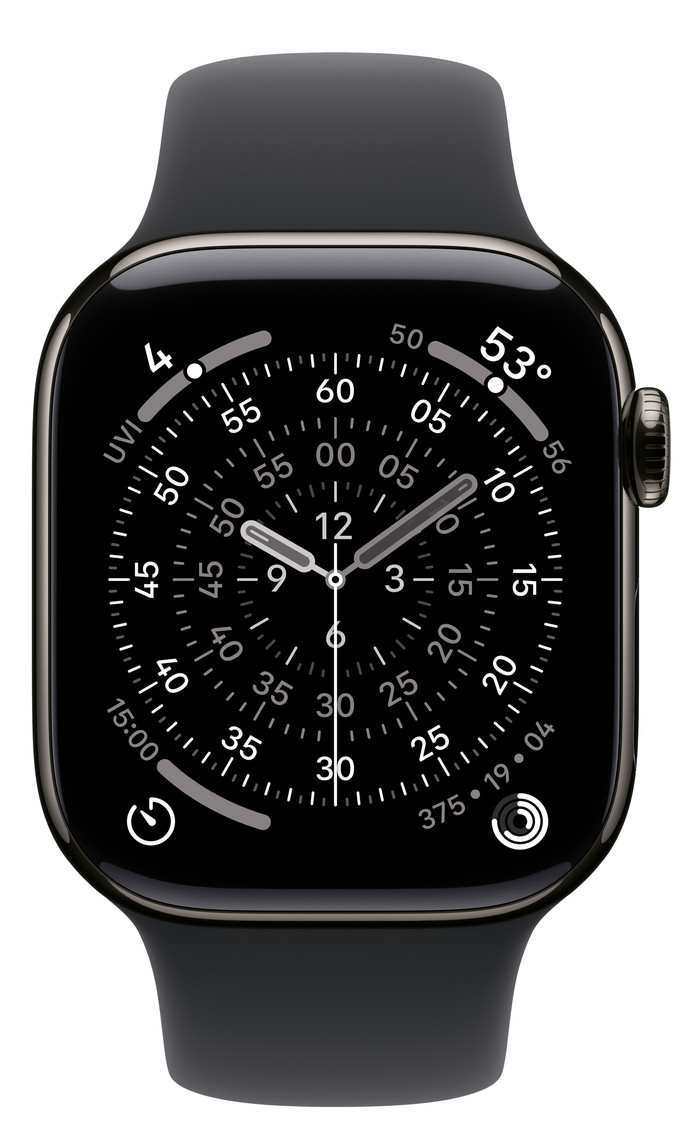 Apple Watch Series 11 Cellular 42mm Titanium Slate Sport Band S/M front