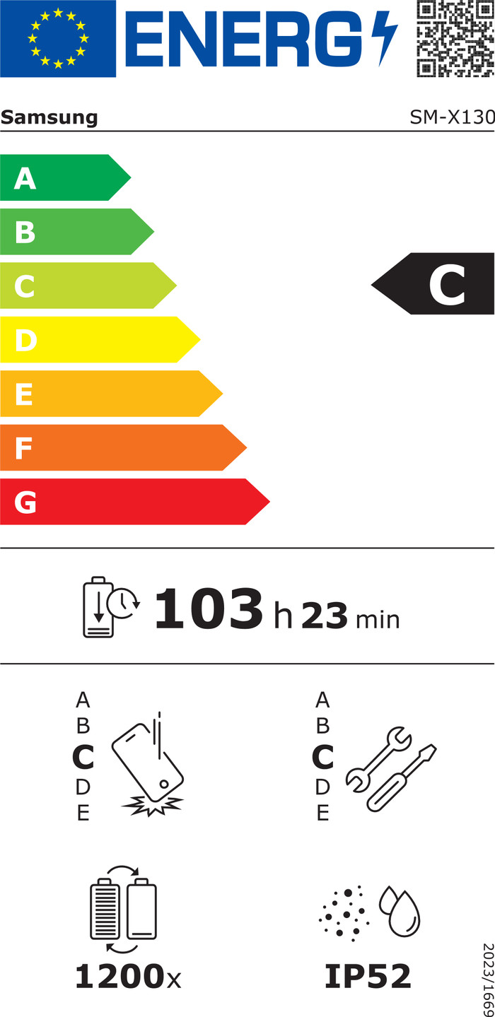Samsung Galaxy Tab A11 8,7 Zoll 64GB Wi-Fi Grau energielabel