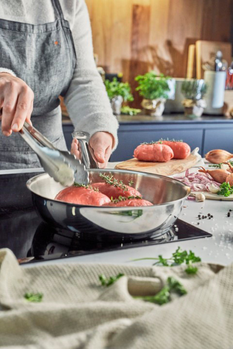 Demeyere Cosi 3 Edelstahl Bratpfanne 20 cm produkt in gebrauch