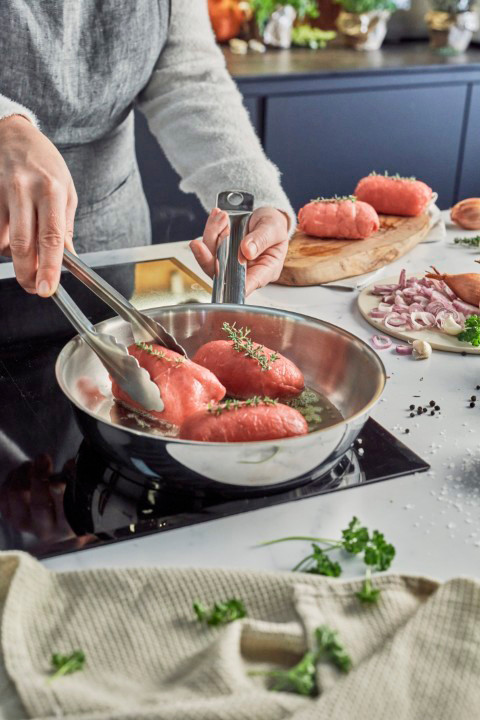 Demeyere Cosi 3 Edelstahl Bratpfanne 20 cm produkt in gebrauch