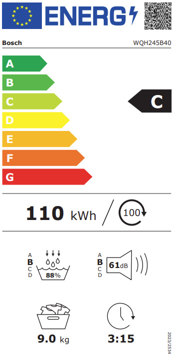 Bosch WQH245B40 energielabel