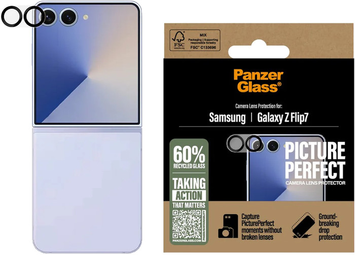 PanzerGlass PicturePerfect Samsung Galaxy Z Flip7 Kameraobjektivschutz Glas detail