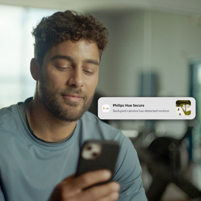 Philips Hue Secure Cam 2K Wired Black product in use