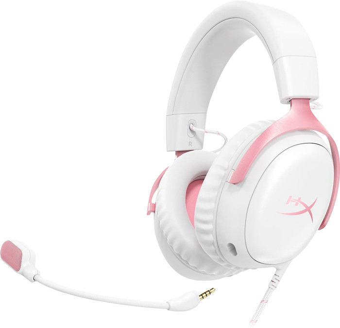 HyperX Cloud III Wired Gaming Headset - White/Pink (PC, PS5, Xbox Series X|S) detail