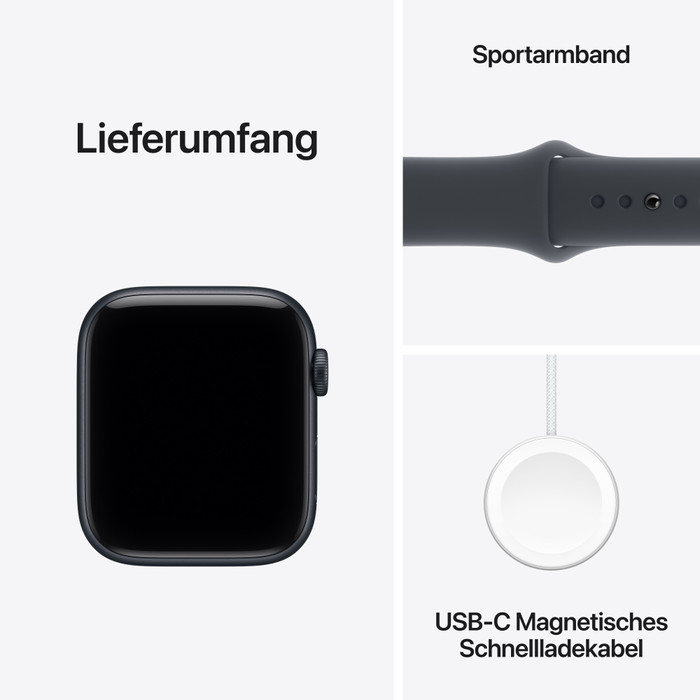 Apple Watch SE (2025) 44 mm Mitternacht Sportarmband S/M visueller lieferant