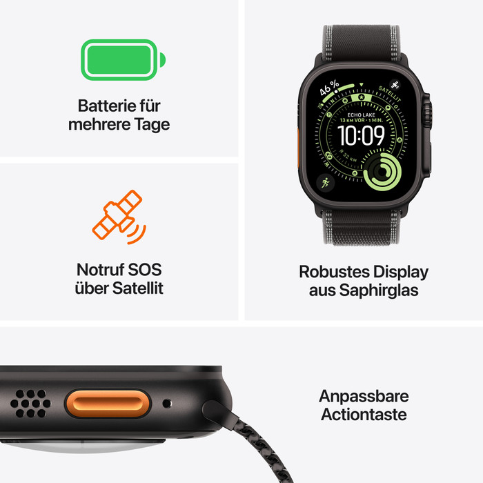 Apple Watch Ultra 3 5G 49 mm Schwarz Milanaise Armband M visueller lieferant