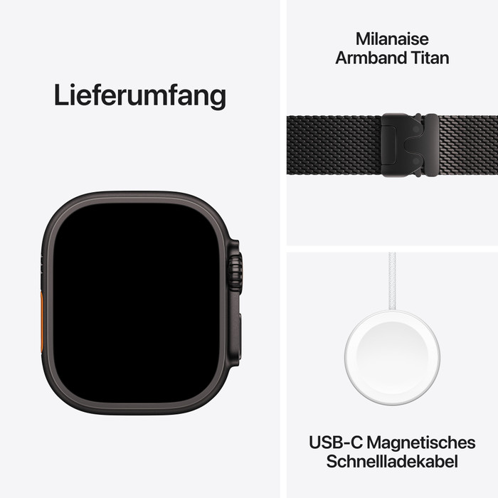 Apple Watch Ultra 3 5G 49 mm Schwarz Milanaise Armband M visueller lieferant