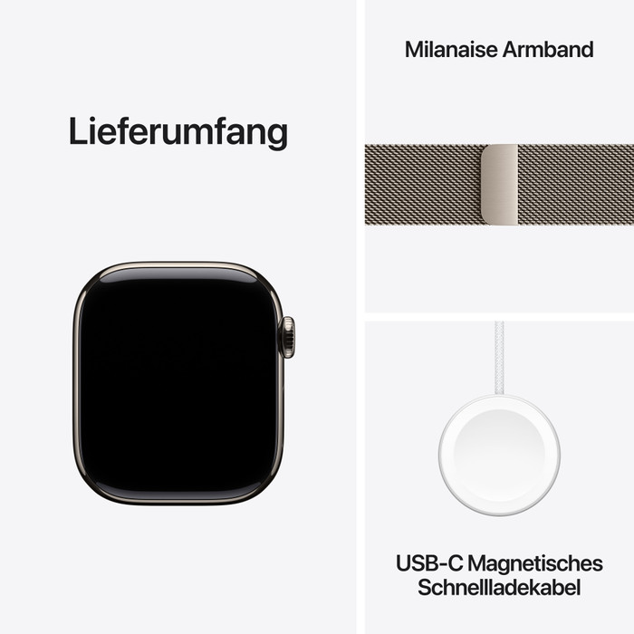 Apple Watch Series 11 5G 42 mm Titan Natur Milanaise Armband visueller lieferant
