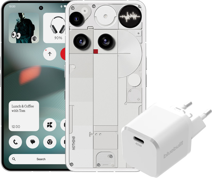 Nothing Phone (3) 256GB Weiß 5G + BlueBuilt Ladegerät mit USB-C-Port 45 W Weiß Main Image