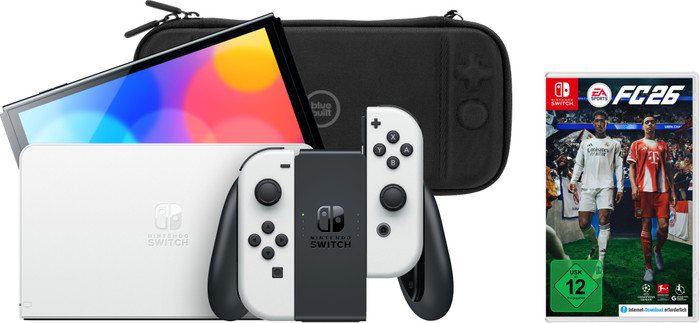 Nintendo Switch OLED White + EA Sports FC 26 + BlueBuilt Travel Case Main Image