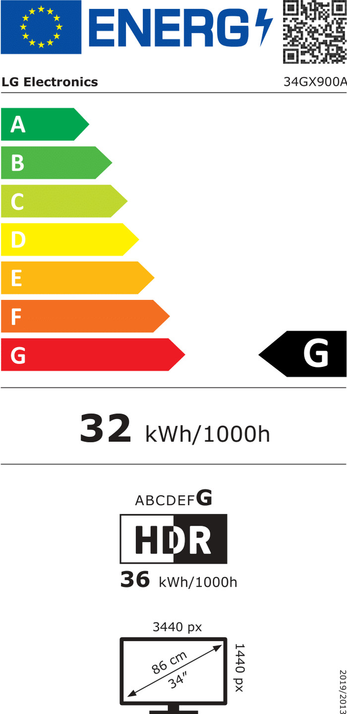 LG UltraGear OLED 34GX900A-B energielabel