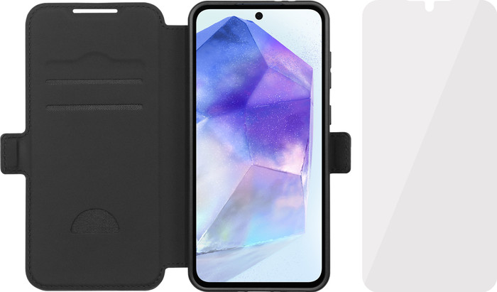 BlueBuilt Samsung Galaxy A56 Book Case Schwarz + Panzerglas Main Image