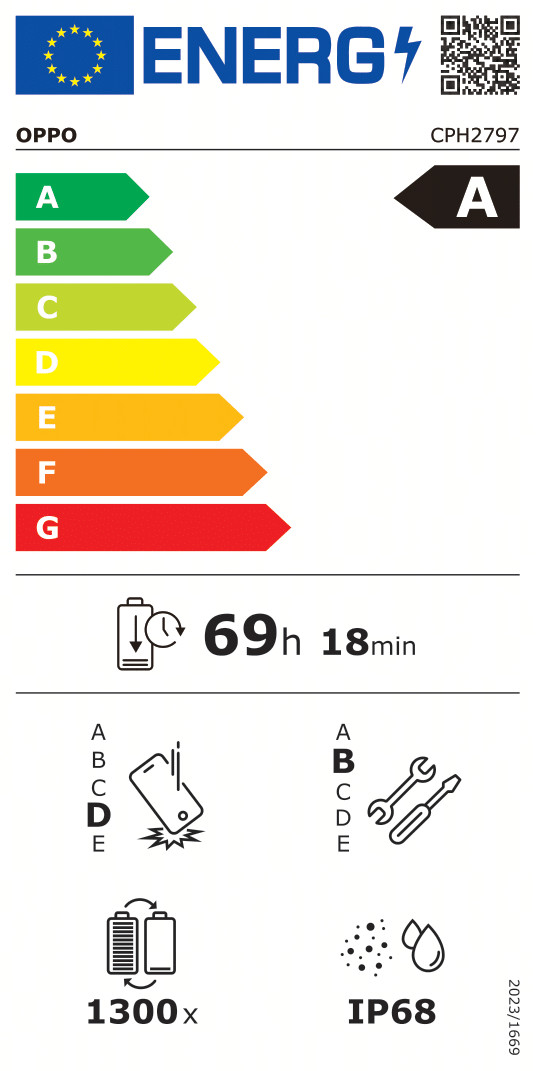 OPPO Find X9 512GB Gray 5G + OPPO SuperVOOC Charger 80W energy label