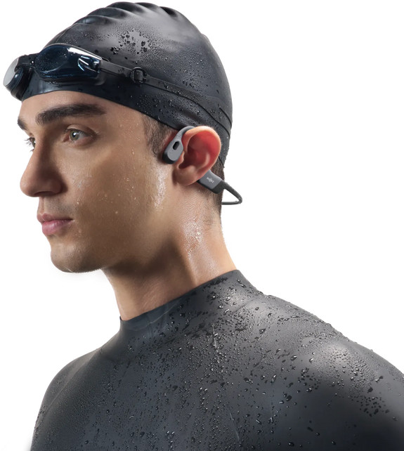Shokz OpenSwim Pro USB-C Gray product in use