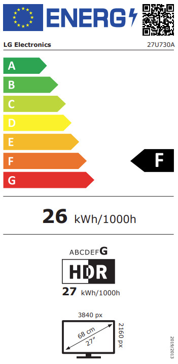 LG UltraFine 27U730A-B energy label