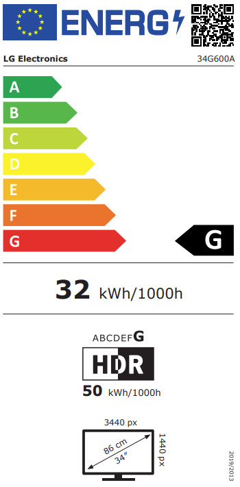 LG UltraGear 34G600A-B energy label