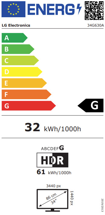 LG UltraGear 34G630A-B energielabel
