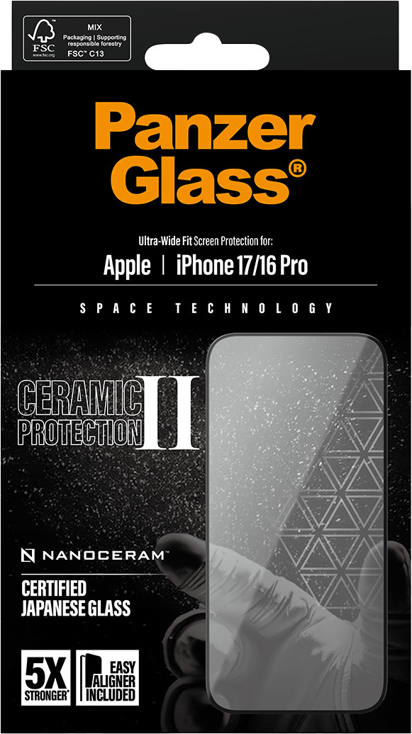 PanzerGlass Ultra-Wide Fit Ceramic II Apple iPhone 17 Pro Max Displayschutz verpackung