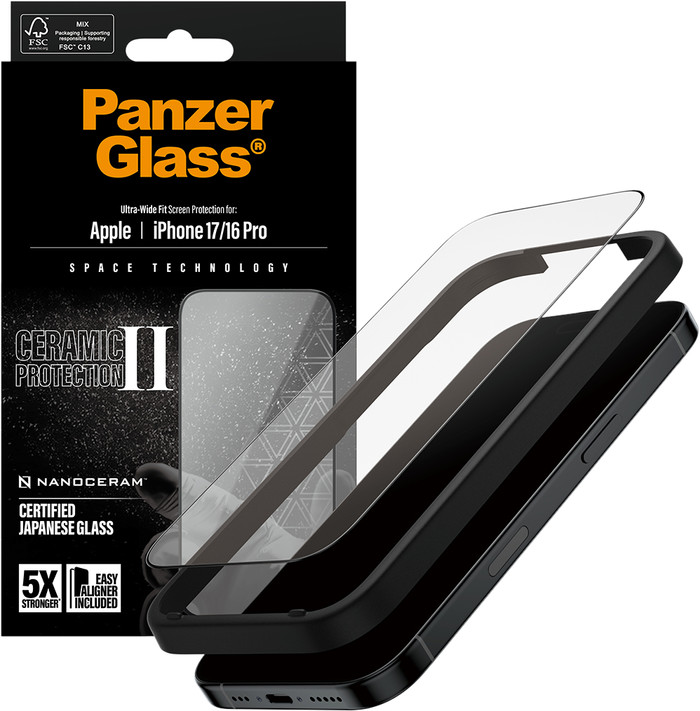 PanzerGlass Ultra-Wide Fit Ceramic II Apple iPhone 17 Pro Max Displayschutz verpackung