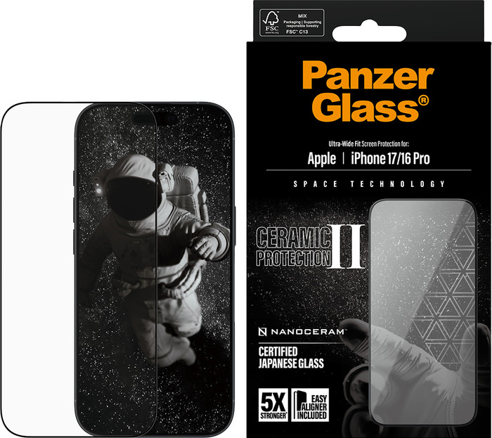 PanzerGlass Ultra-Wide Fit Ceramic II Apple iPhone 17 Pro Max Displayschutz verpackung
