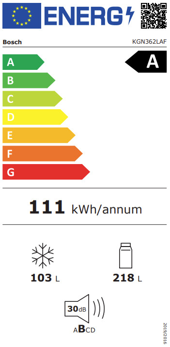 Bosch KGN362LAF energy label