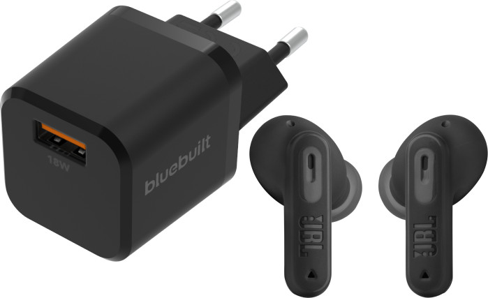 JBL Tune Beam 2 Black + BlueBuilt Quick Charge Charger Main Image