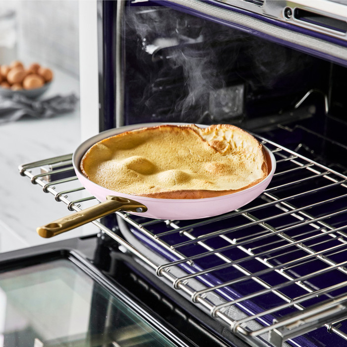 GreenPan Padova Reserve 20cm + 26cm Frying Pan Set Blush Pink product in use