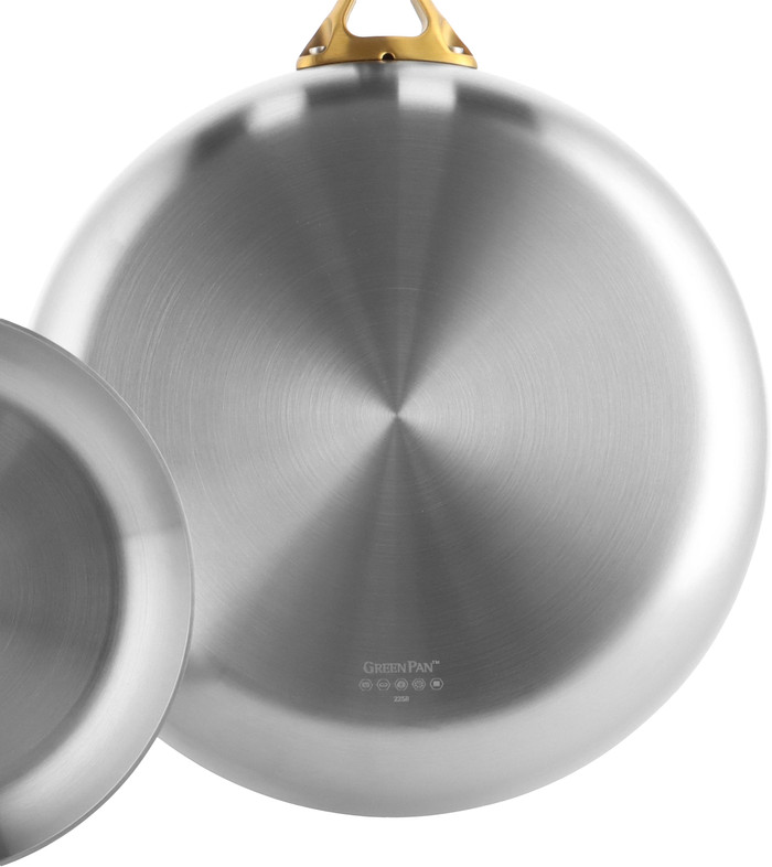 GreenPan Padova Reserve 3-ply Stainless Steel 20cm + 28cm Frying Pan Set bottom