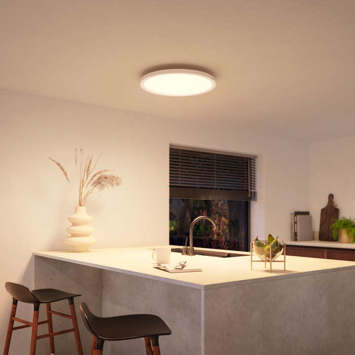 Philips Hue Devote Ceiling Lamp - White and Color - Round - White - Medium product in use