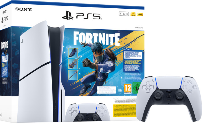 PlayStation 5 Slim mit Laufwerk Fortnite Set + Zusätzlicher Controller Weiß Main Image