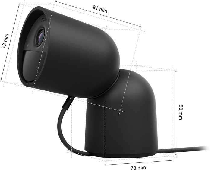 Philips Hue Secure 2K Desktop-Kamera Schwarz rechte seite