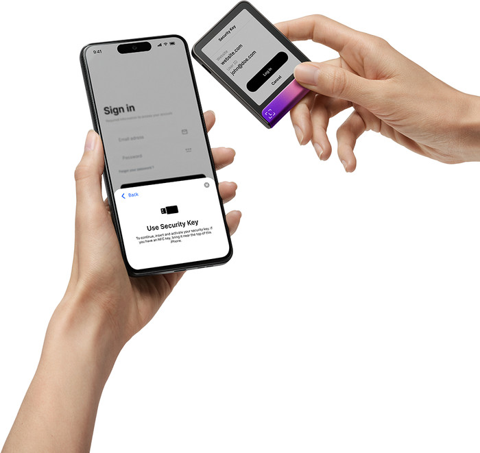 Ledger Flex inkl. Recovery Key Crimson Magenta produkt in gebrauch