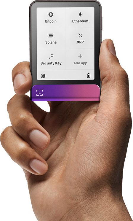 Ledger Flex inkl. Recovery Key Crimson Magenta produkt in gebrauch