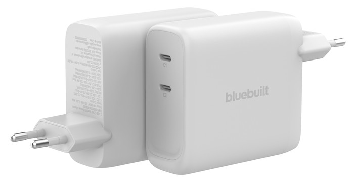BlueBuilt 140-Watt-GaN-Ladegerät mit 2 USB-C-Ports Weiß Verbundprodukt